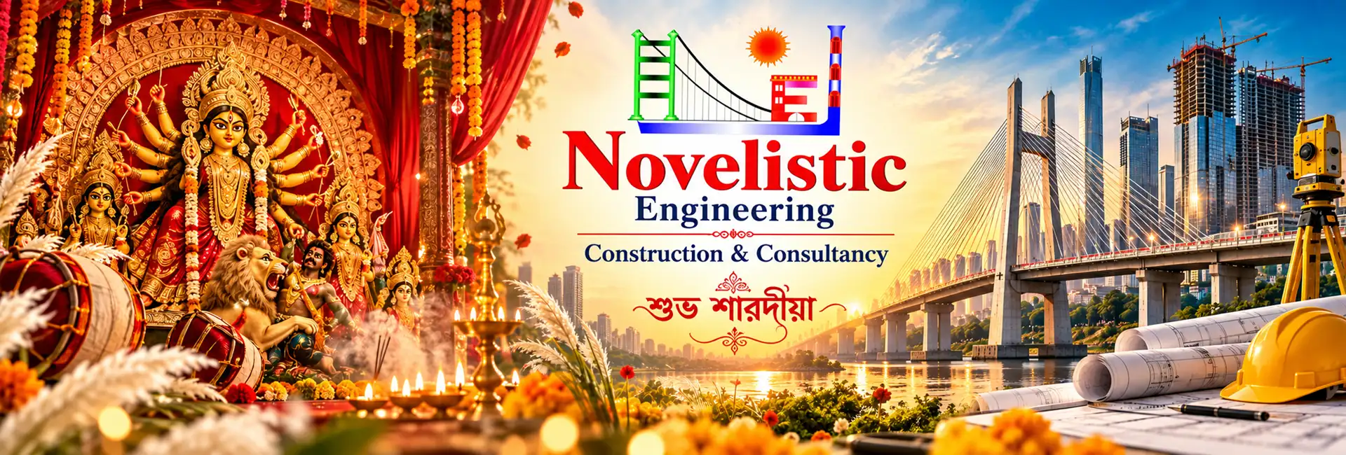 Durga Puja Novelistic Engineering Celebration Hero Banner 2026